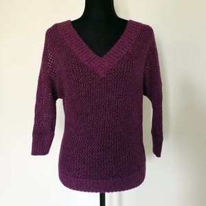 xs || express || FUSCHIA OPEN KNIT SWEATER